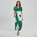 Falling Poker Cards Print Short Sleeve Maxi Dress