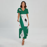 Falling Poker Cards Print Short Sleeve Maxi Dress