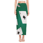 Falling Poker Cards Print Side Slit Maxi Skirt