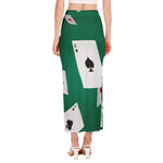 Falling Poker Cards Print Side Slit Maxi Skirt