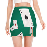 Falling Poker Cards Print Side Slit Mini Skirt