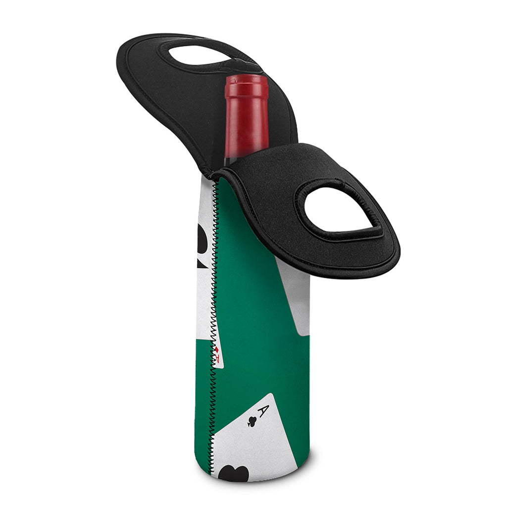 Falling Poker Cards Print Single Neoprene Wine Tote