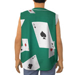 Falling Poker Cards Print Sleeveless Baseball Jersey