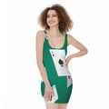 Falling Poker Cards Print Sleeveless Bodycon Dress