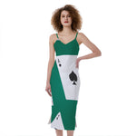 Falling Poker Cards Print Slim Fit Midi Cami Dress