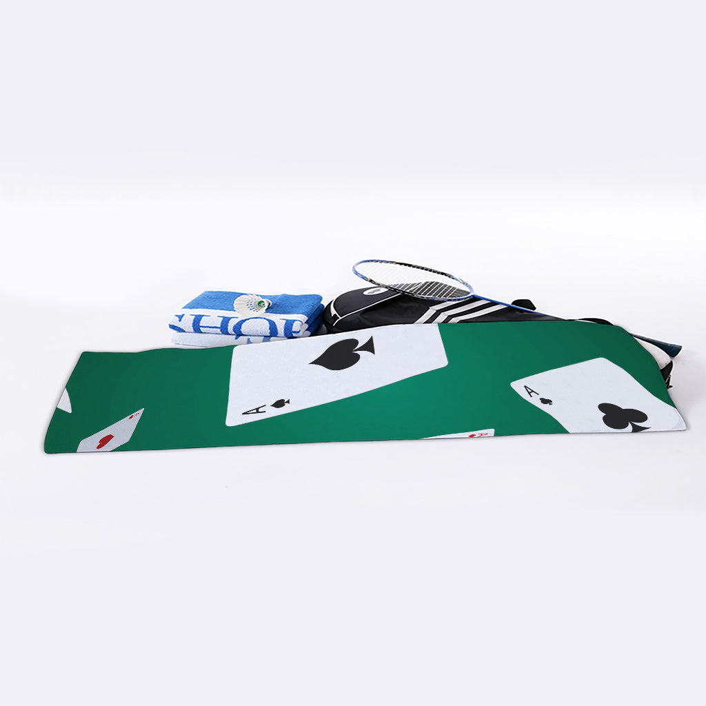 Falling Poker Cards Print Sports Towel