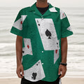Falling Poker Cards Print Textured Short Sleeve Shirt