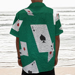 Falling Poker Cards Print Textured Short Sleeve Shirt