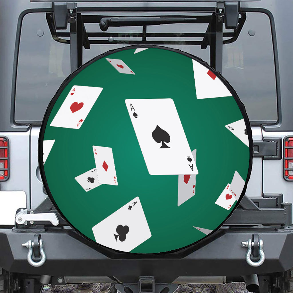 Falling Poker Cards Print Tire Cover