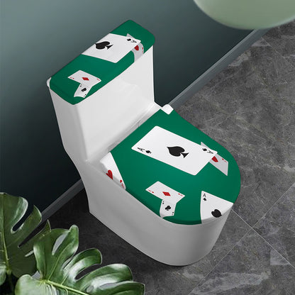 Falling Poker Cards Print Toilet Lid And Tank Cover Set
