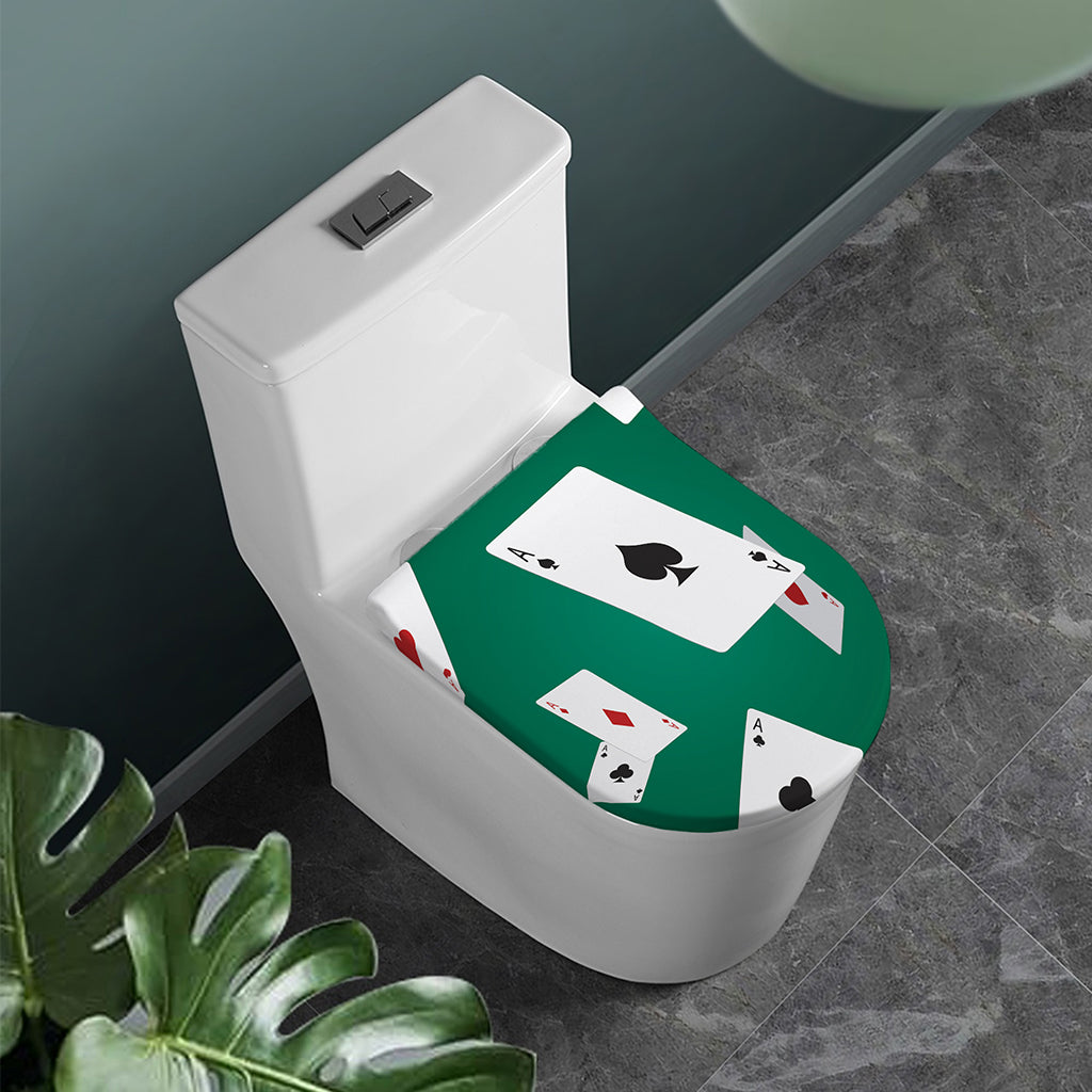 Falling Poker Cards Print Toilet Lid Cover
