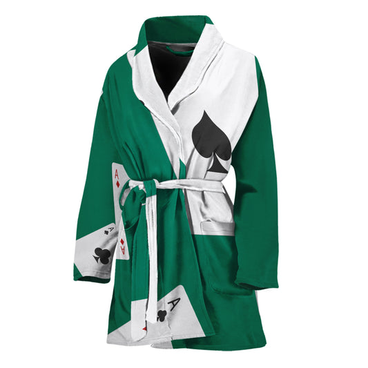 Falling Poker Cards Print Women's Bathrobe
