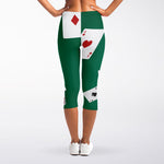 Falling Poker Cards Print Women's Capri Leggings