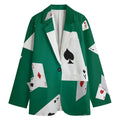 Falling Poker Cards Print Women's Cotton Blazer