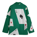 Falling Poker Cards Print Women's Cotton Blazer