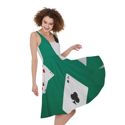 Falling Poker Cards Print Women's Sleeveless Dress
