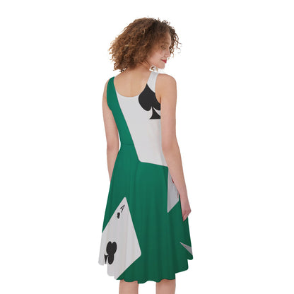 Falling Poker Cards Print Women's Sleeveless Dress