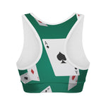 Falling Poker Cards Print Women's Sports Bra