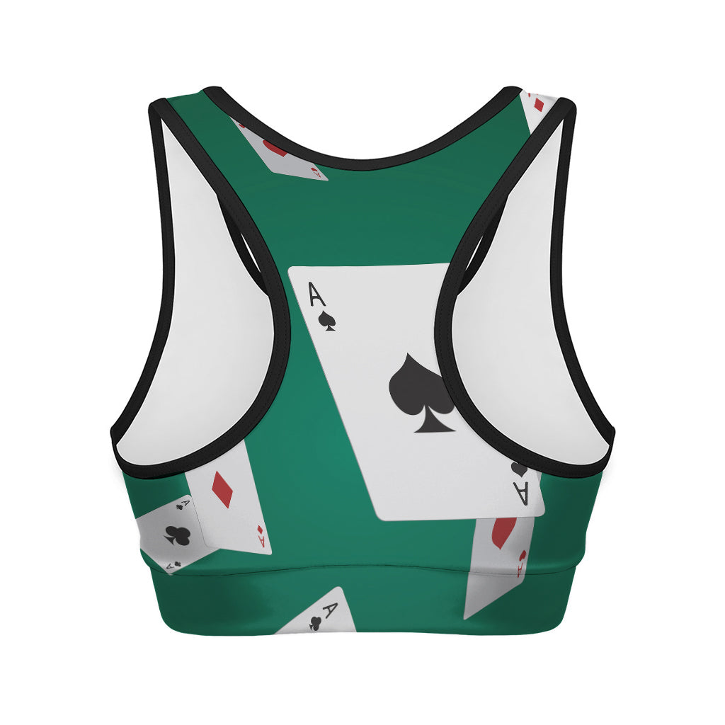 Falling Poker Cards Print Women's Sports Bra