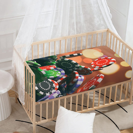 Falling Poker Chips Print Baby Crib Sheet
