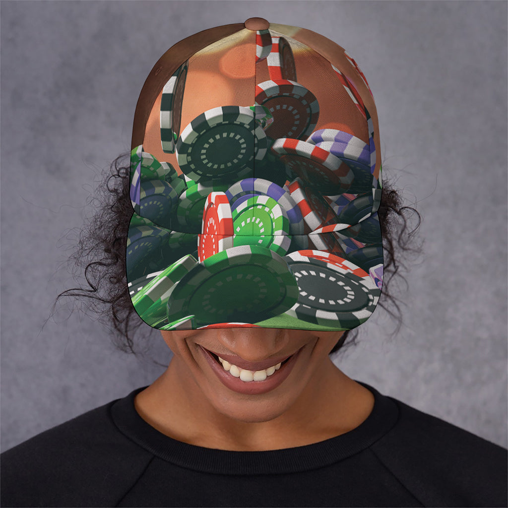 Falling Poker Chips Print Baseball Cap
