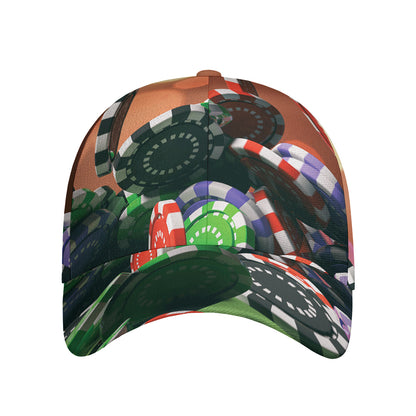 Falling Poker Chips Print Baseball Cap