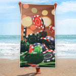 Falling Poker Chips Print Beach Towel