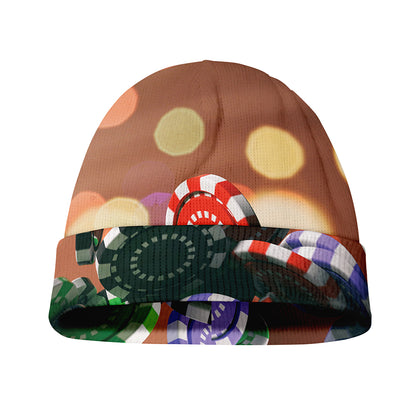Falling Poker Chips Print Beanie