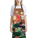Falling Poker Chips Print Bib Apron With Pocket