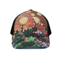 Falling Poker Chips Print Black Mesh Trucker Hat