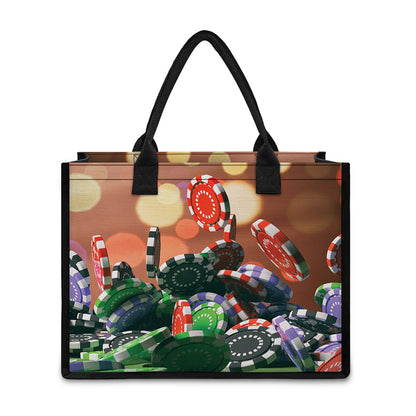Falling Poker Chips Print Canvas Tote Bag