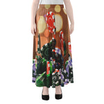 Falling Poker Chips Print Chiffon Maxi Skirt