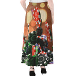 Falling Poker Chips Print Chiffon Maxi Skirt