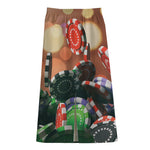 Falling Poker Chips Print Cotton Front Slit Maxi Skirt