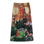 Falling Poker Chips Print Cotton Front Slit Maxi Skirt
