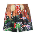 Falling Poker Chips Print Cotton Shorts
