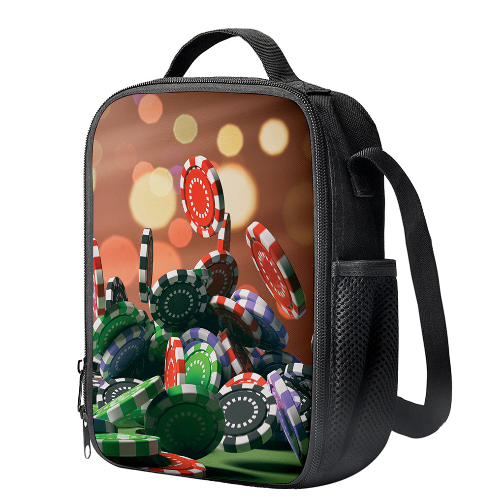 Falling Poker Chips Print Crossbody Lunch Bag