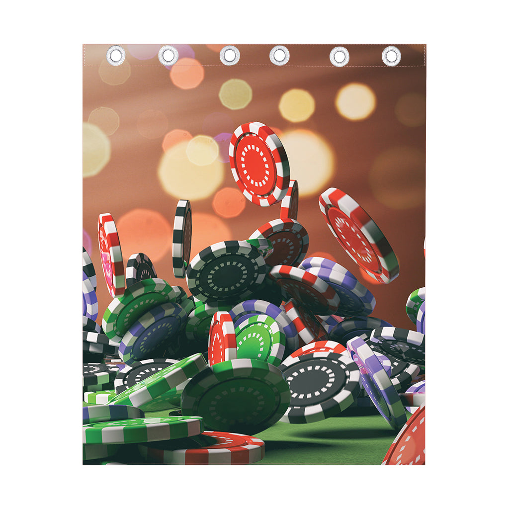 Falling Poker Chips Print Curtain