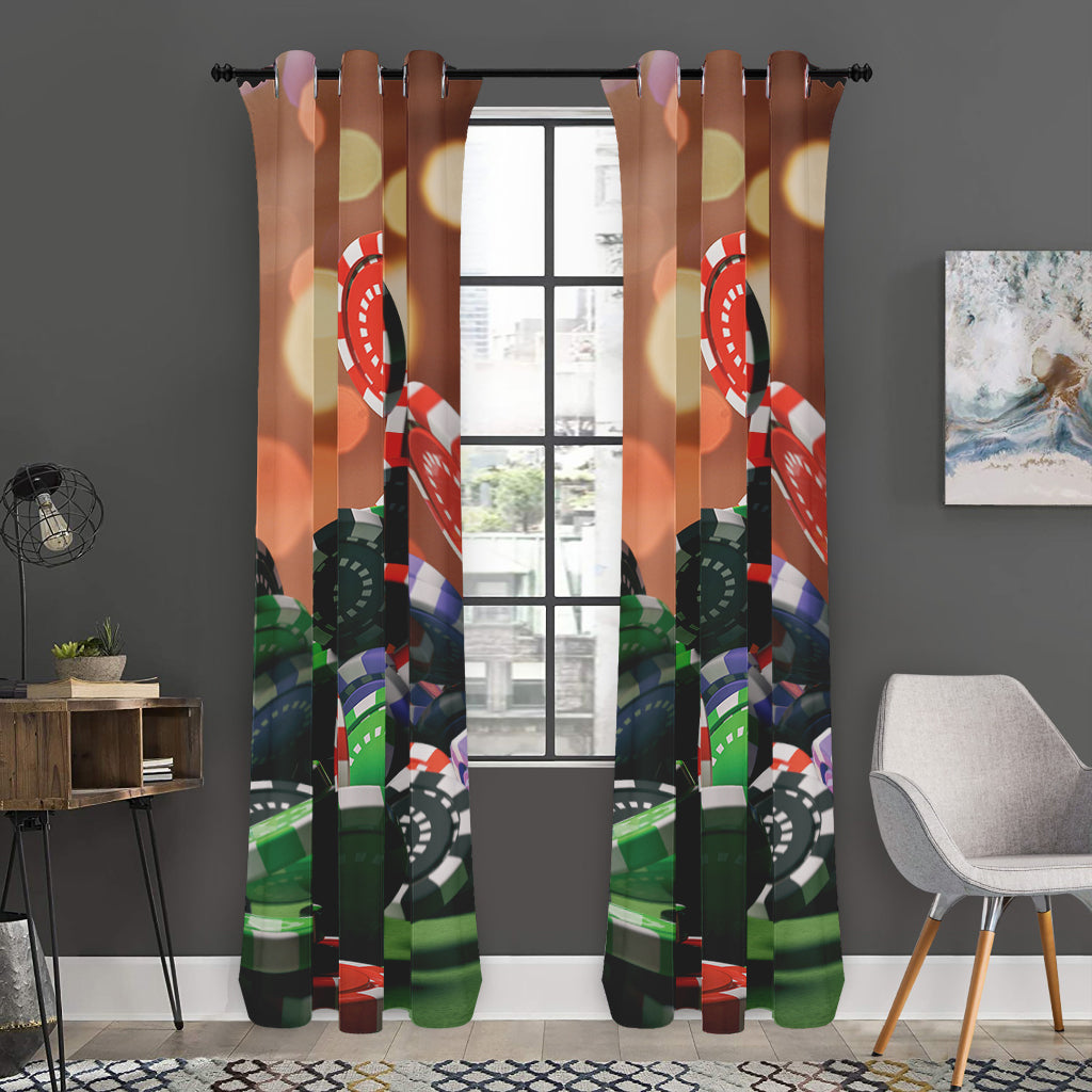 Falling Poker Chips Print Curtain
