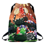Falling Poker Chips Print Drawstring Backpack