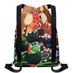 Falling Poker Chips Print Drawstring Backpack