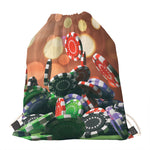 Falling Poker Chips Print Drawstring Bag