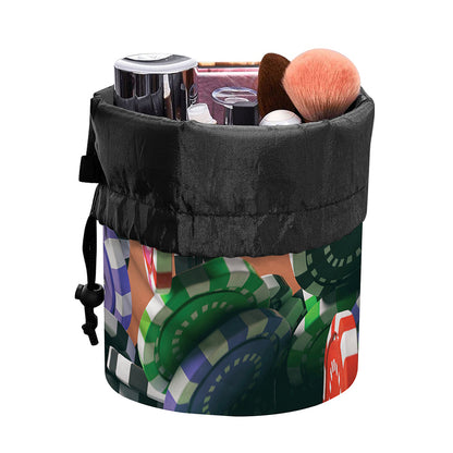 Falling Poker Chips Print Drawstring Makeup Bag