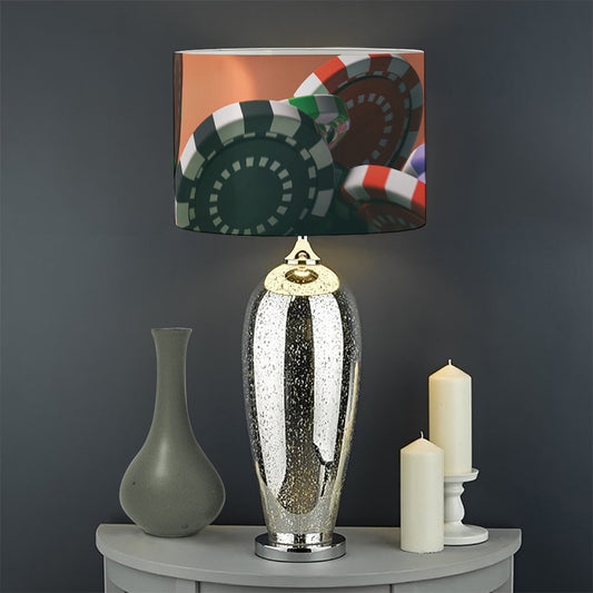 Falling Poker Chips Print Drum Lamp Shade