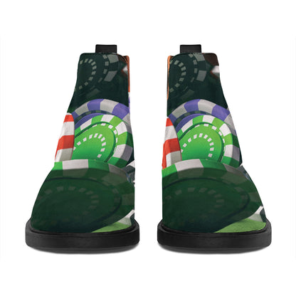 Falling Poker Chips Print Flat Ankle Boots