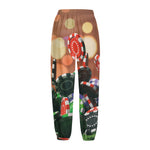 Falling Poker Chips Print Fleece Lined Knit Pants
