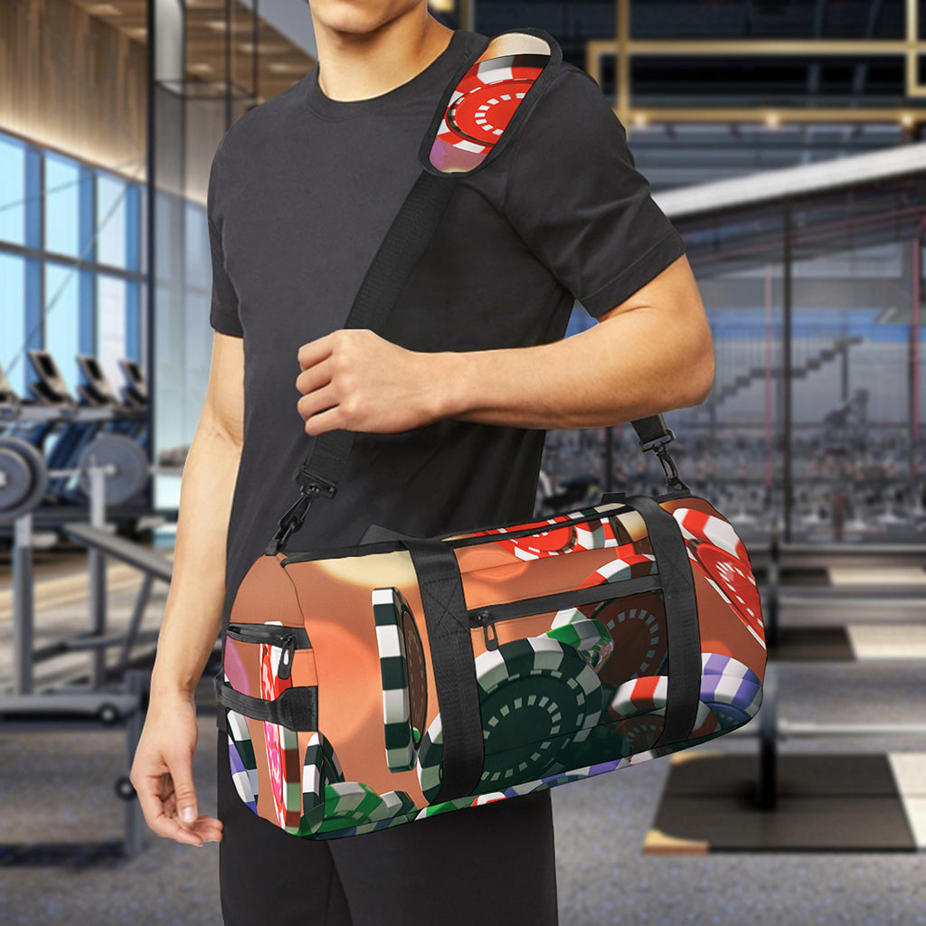 Falling Poker Chips Print Gym Bag
