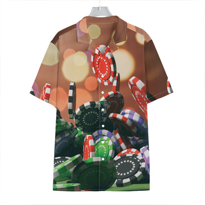 Falling Poker Chips Print Hawaiian Shirt
