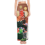 Falling Poker Chips Print High Slit Maxi Skirt