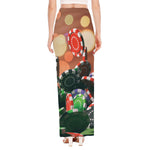 Falling Poker Chips Print High Slit Maxi Skirt